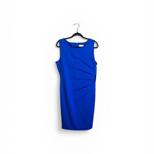 Calvin Klein Dress Size 14 NWT Royal Blue Sleeveless Sunburst Sheath